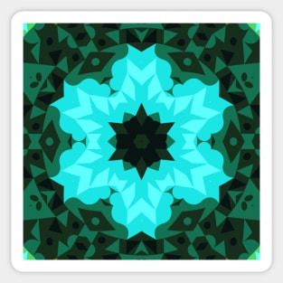 Retro Mandala Flower Blue and Green Sticker